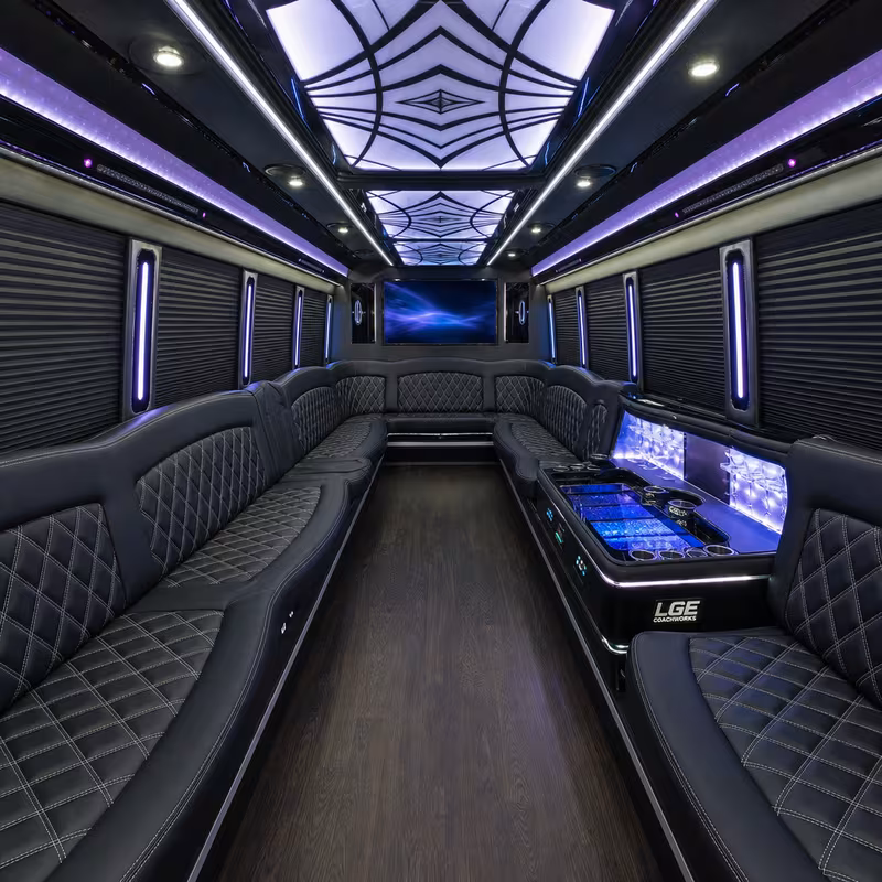 15 Passenger Party Bus Interior