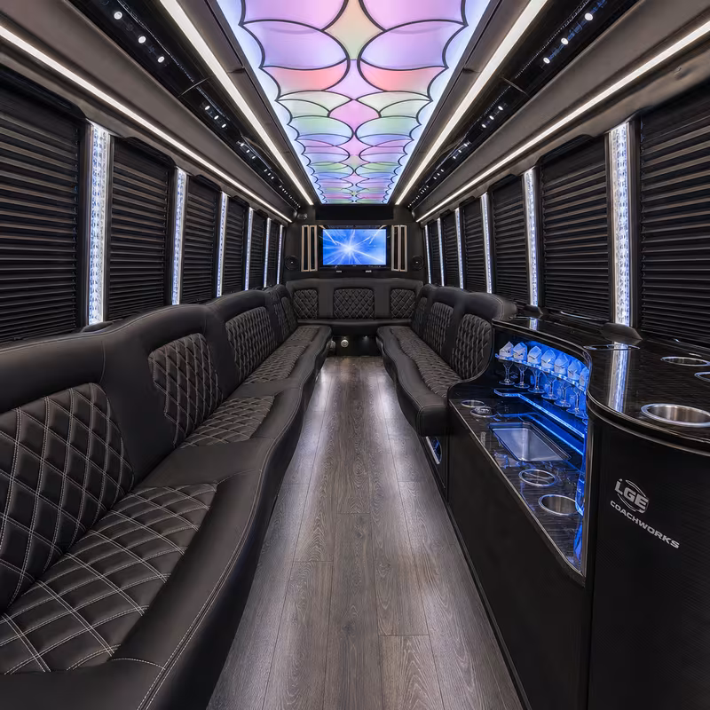 15 Passenger Party Bus Interior