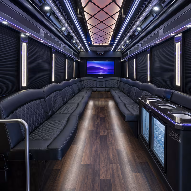 18 Passenger Party Bus Interior
