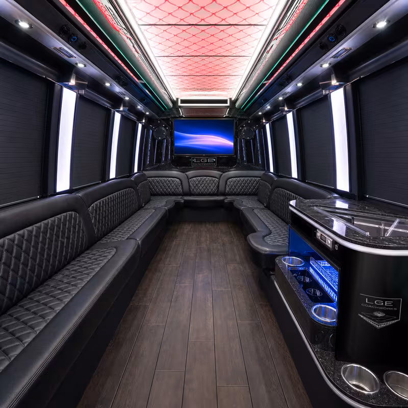 18 Passenger Party Bus Interior