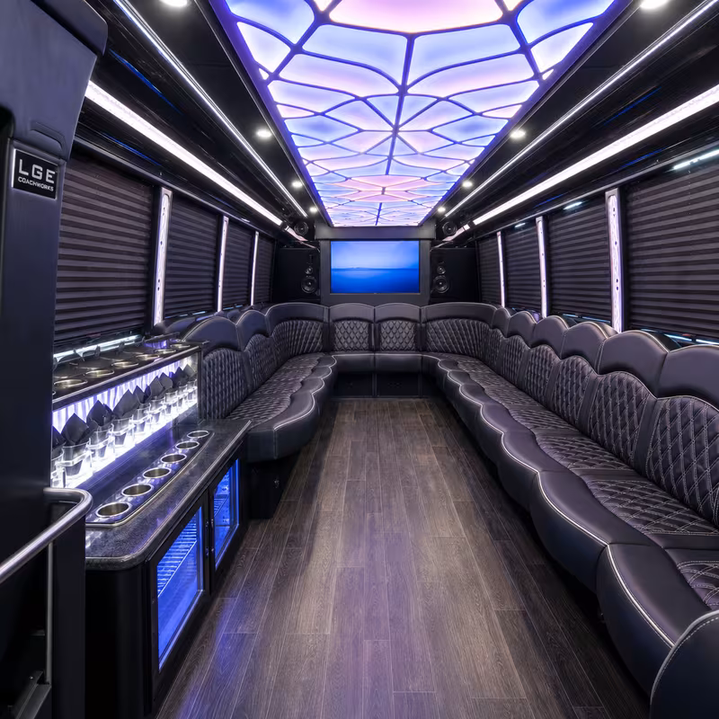 20 Passenger Party Bus Interior