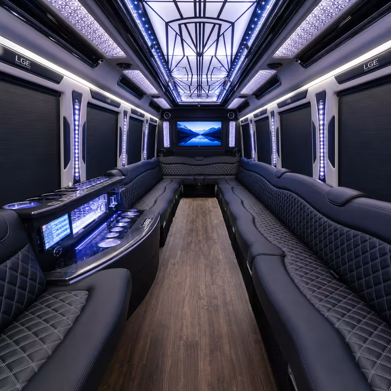 20 Passenger Party Bus Interior