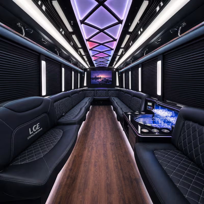 25 Passenger Party Bus Interior