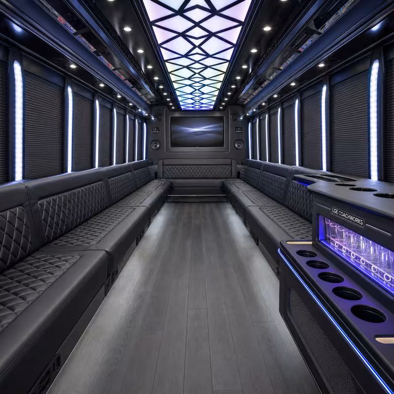 28 Passenger Party Bus Interior