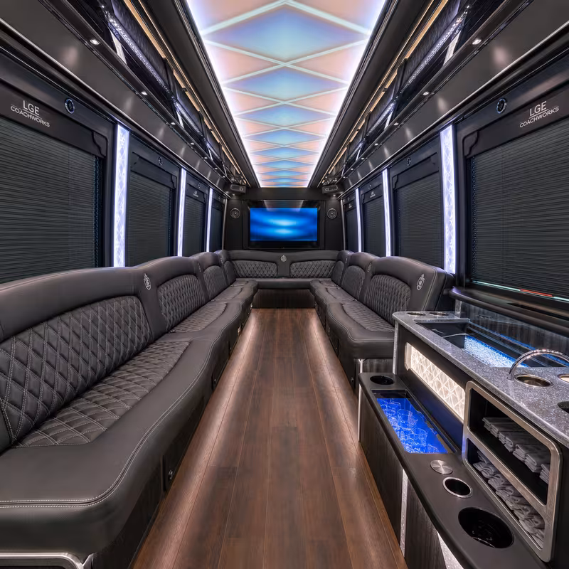 28 Passenger Party Bus Interior