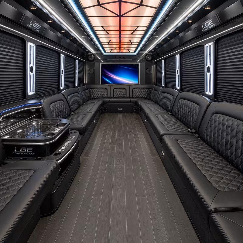 40 Passenger Party Bus Interior
