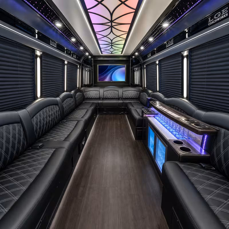 50 Passenger Party Bus Interior