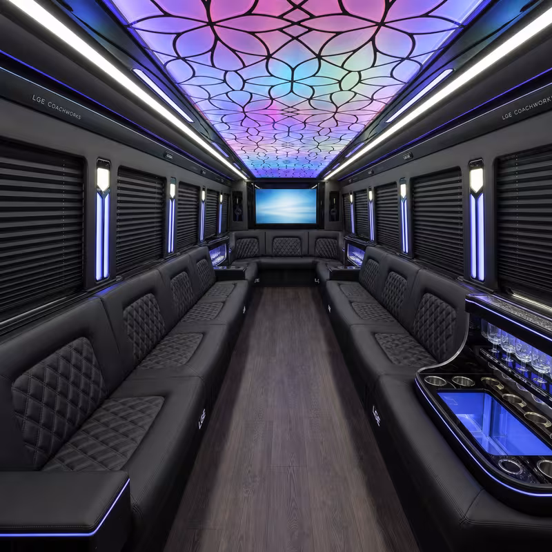 50 Passenger Party Bus Interior