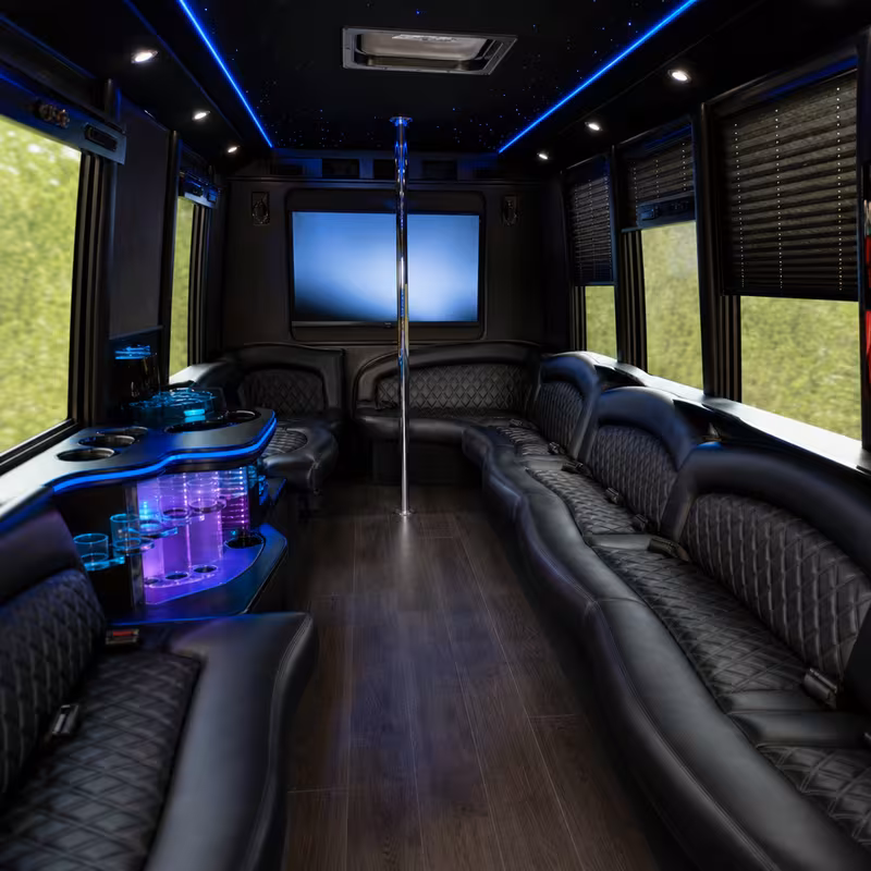 Passenger watching the Lexington scenery during a regional party bus road trip