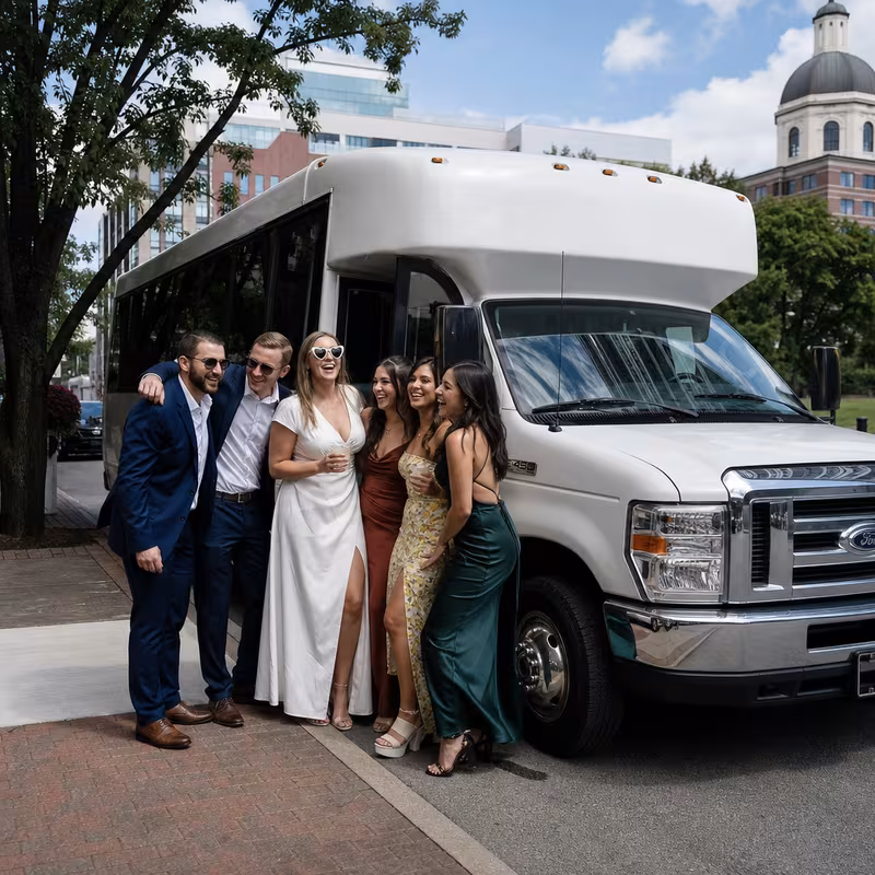 Black Mercedes Sprinter van staged for an Lexington Bachelor & Bachelorette Transportation group