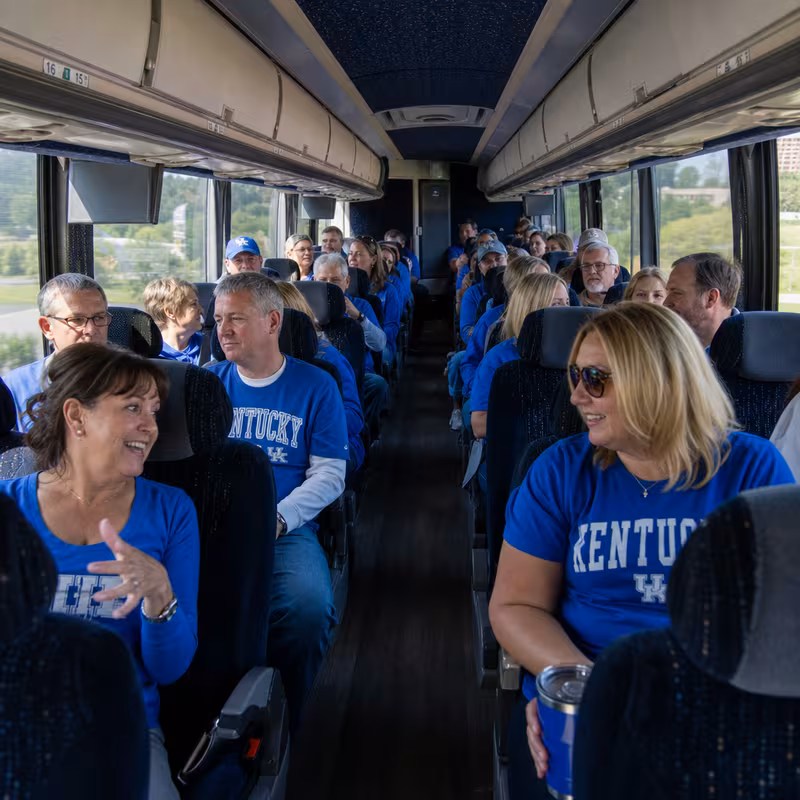 Passenger seating aboard a Lexington party bus rental