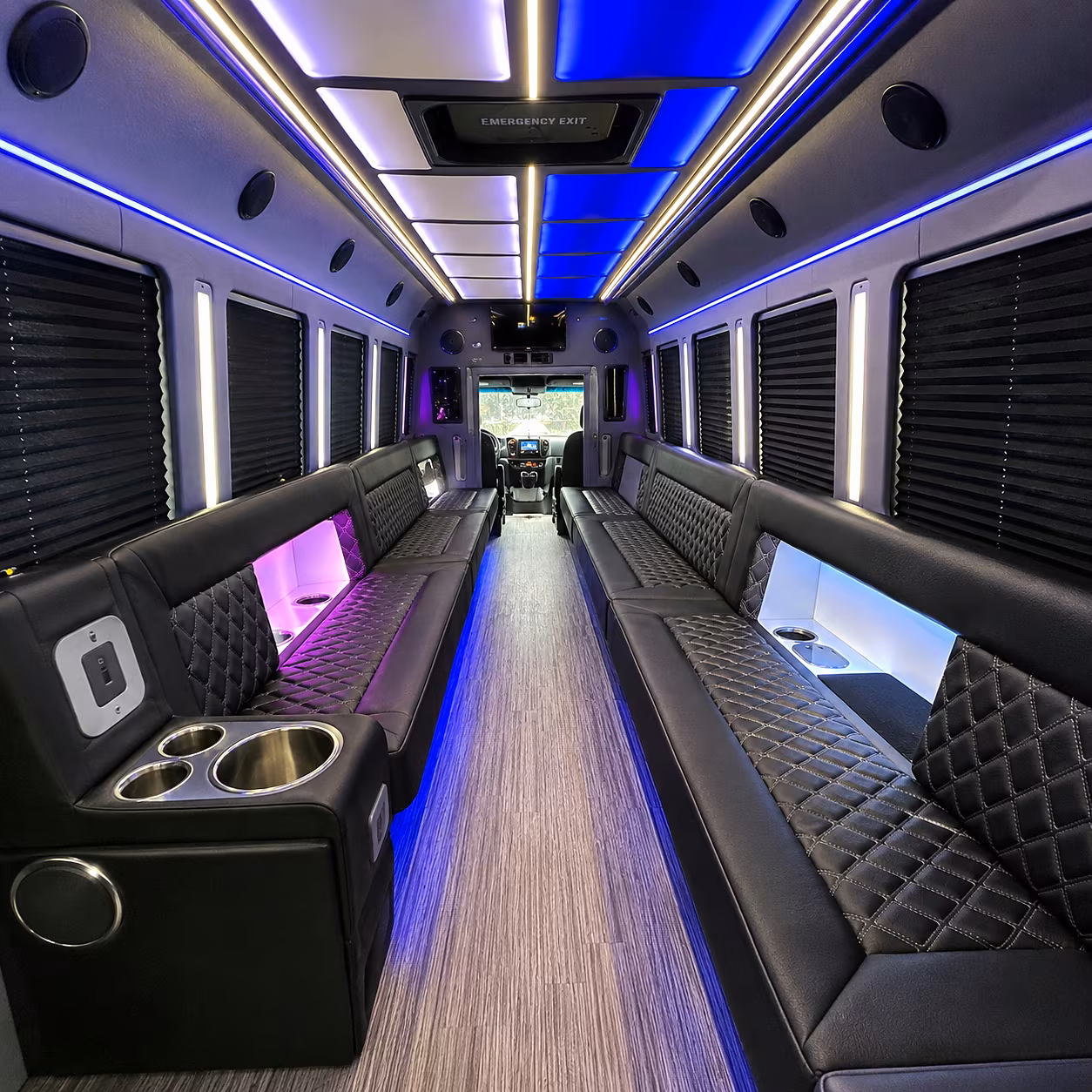 Lexington Birthday, Sweet 16, & Quinceañera Transportation party bus interior