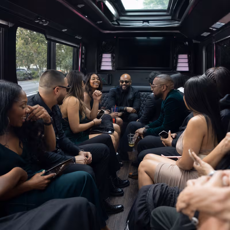 Black Mercedes Sprinter van staged for an Lexington Private Event Transportation group