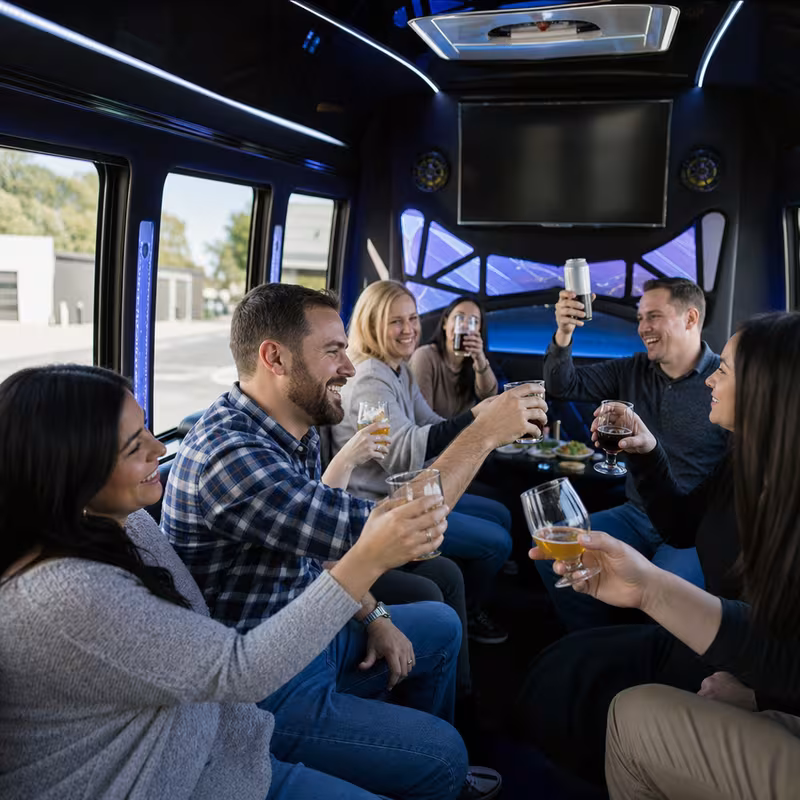 Black Mercedes Sprinter van staged for an Lexington Winery & Brewery Tour Transportation group